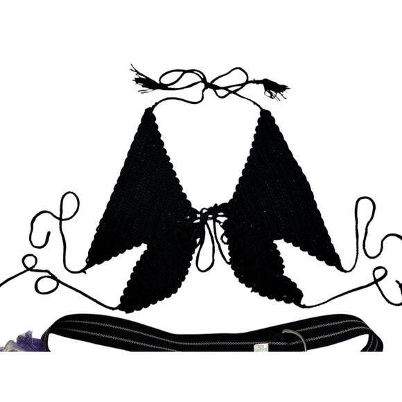 Y2K Crochet Butterfly Top Velvet Mesh Tutu Outfit Gothic Festival Cyberpunk OS - Picture 14 of 15